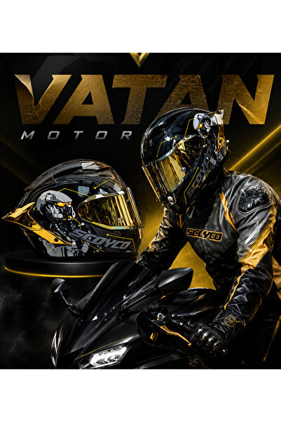 Scoyco FF871 CYBER KASK (GOLD VİZÖR VE GOLD SPOILERLI)