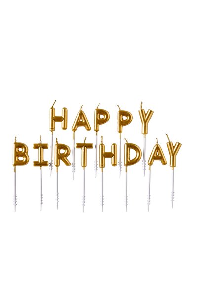 AMSCAN Set lumanari Happy Birthday, Amscan, 7.3 cm, Auriu