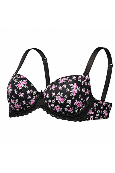 Generic Women's Floral Print Bra with Lace Detail
