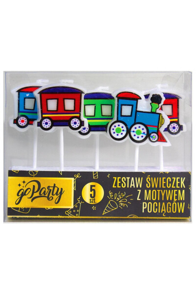 GoParty Set 5 lumanari tort tren multicolor cu piker