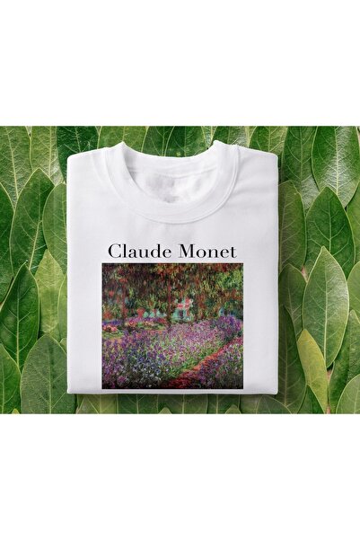 Grafftee Clothing تي شيرت مطبوع عليه Monet Garden at Giverny للجنسين مقاس كبير