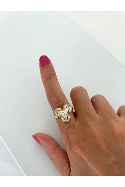 XUPING JEWELRY خاتم ذهبي من Xuping بتصميم زهرة مرصع بالكريستال والأحجار الكريمة