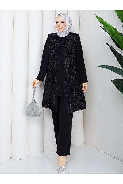 ESLEMNUR 2-Piece Pants Suit with Rain Stone Design