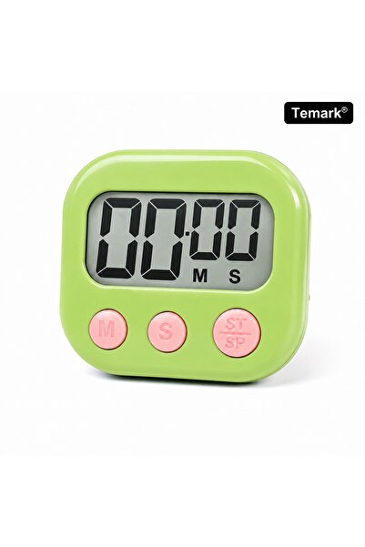 Temark Дигитален кухненски таймер TMK-CR-1, магнит, аларма, LCD екран, зелен