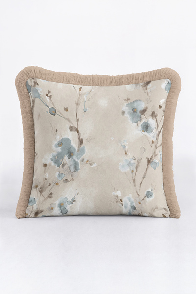 Evimde Bambaşka Floral Soft Tone Fringed Pillowcase - Romantic Botanical Boho...