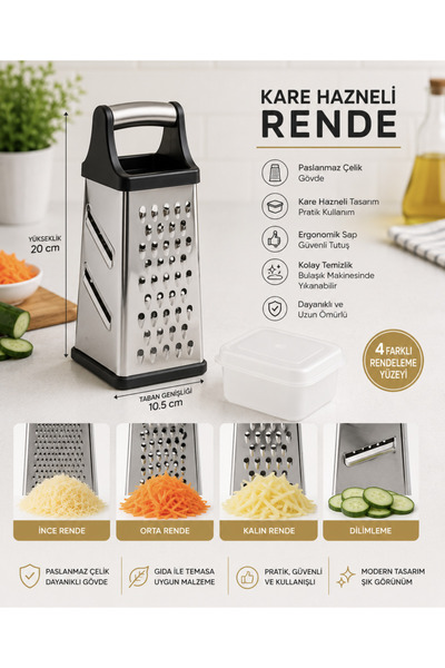 Hazal Stainless Steel Square Chamber Grater River