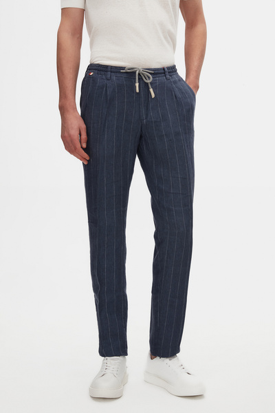 Damat Slim Fit İndigo %100 Keten Chino Pantolon