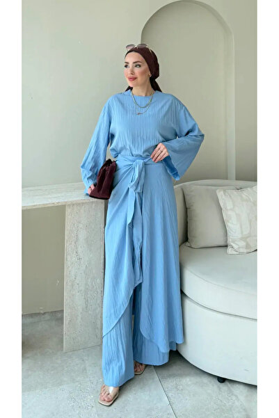 RFK Butik Women's Three-Piece Hijab Set with Crossed Waist Tied Front Pants -...