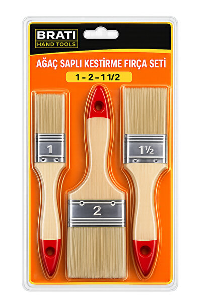 BRATİ HAND TOOLS مجموعة فرش القطع بمقبض خشبي رقم 1-1,5-2