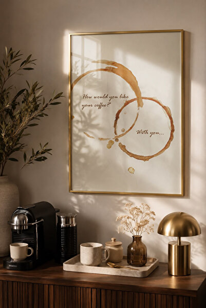 Linacci Poster modern cu tematică cafea, cu cadru metalic și sticlă, pentru m...