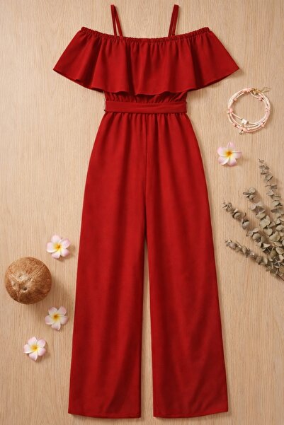 shop Kız çocuk dokuma yazlık tulum pantolon kuşak bağlamalı