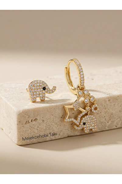 XUPING JEWELRY Melekcehobi Takı Xuping Gold Zirkon Taşlı Fil Ve Yıldız Figürl...