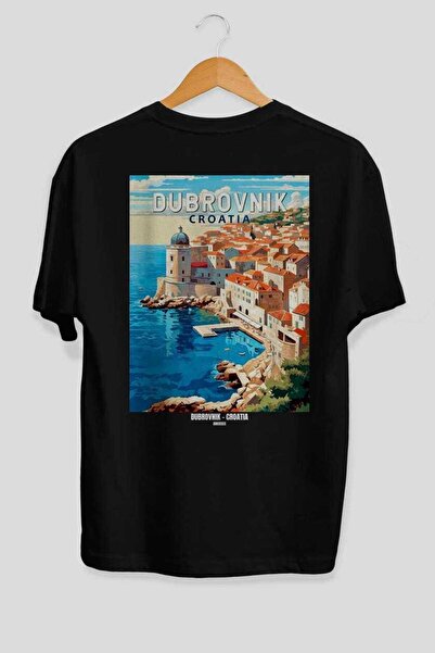 Ankhises Dubrovnik Croatia 2 Black Oversize Country City Back Printed Unisex ...