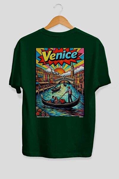 Ankhises Venice Italy Green Oversize Country City Back Printed Unisex T-Shirt...