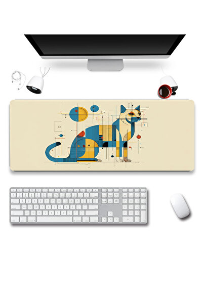 SonicTouch Keyboard Mousepad 32X70Cm Cubic Cat Seamless Smooth Liquid-Proof N...