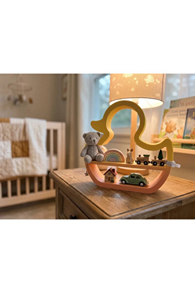 Baby Darling %100 Doğal Ördek Dekoratif Raf - Figür, Araba, Mini Oyuncak Standı (26cm Yükseklik)
