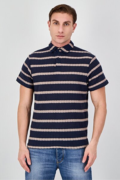 Bruno Milano Men Regular Fit Stripe Short Sleeve Polo Shirt, Multicolor