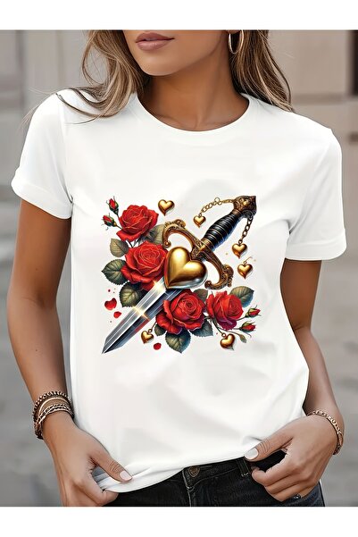 212Wear [تي شيرت بتصميم القراصنة] تي شيرت نسائي بطبعة قراصنة بأكمام قصيرة ويا...
