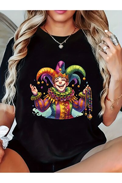 212Wear تي شيرت كاجوال بأكمام قصيرة بطباعة كرنفال، رقبة دائرية، مقاس عادي، قا...