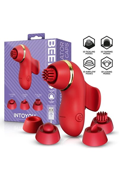 INTOYOU Δονητής Κλειτορίδας Beeny Stimulator με 4 Καπάκια, Αναρρόφηση, Κρούση...