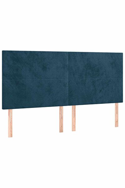 vidaxl Tăblie de pat albastru închis 200x5x118/128 cm catifea