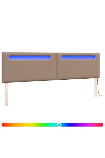 vidaxl Tăblie LED Cappuccino 200 cm Piele artificială