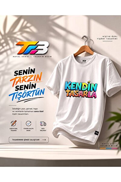 Kişiye Özel Baskılı Tişört – Logo - Resim - Yazı Baskılı, Pamuklu, Bisiklet Yaka
