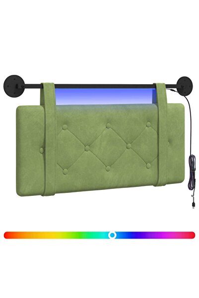 vidaxl Tăblie de pat suspendată Cu lumină LED Verde deschis Catifea