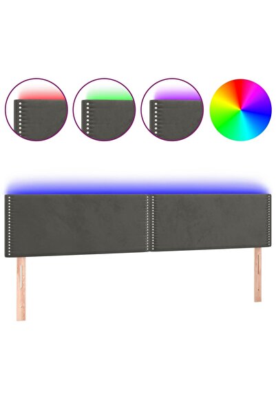 vidaxl Tăblie de pat cu LED, gri închis, 180x5x78/88 cm, catifea