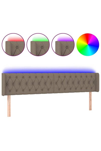 vidaxl Tăblie de pat cu LED, gri taupe, 183x16x78/88 cm, textil