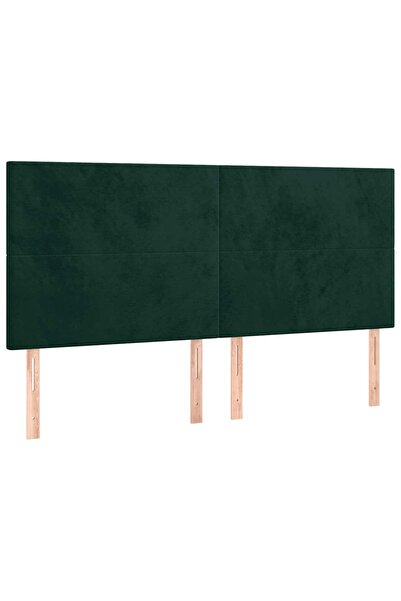 vidaxl Tăblie de pat verde închis 200x5x118/128 cm catifea