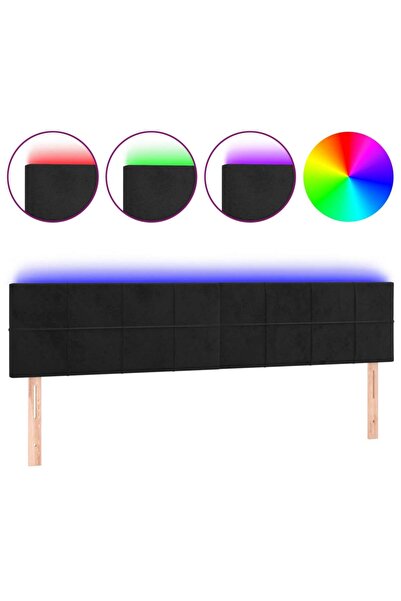 vidaxl Tăblie de pat cu LED, negru, 180x5x78/88 cm, catifea