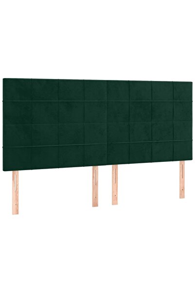 vidaxl Tăblie de pat verde închis 180x5x118/128 cm catifea