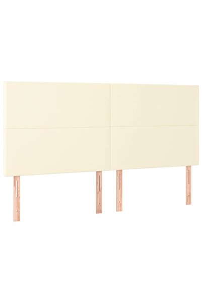 vidaxl Tăblie de pat crem 180x5x118/128 cm piele ecologică