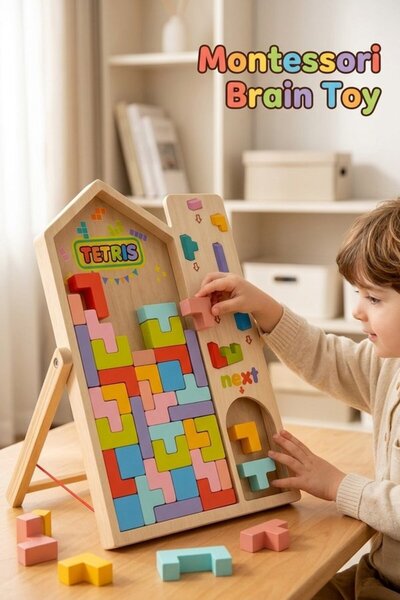 Generic 1Pc Wooden 3D Puzzle Board Brain Teaser Montessori Learning Color Blo...