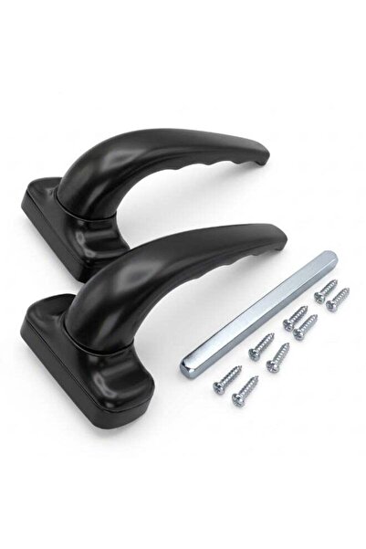 Duravel Aluminium Black Door Handle Lever Set with Screws and Spindle Bar
