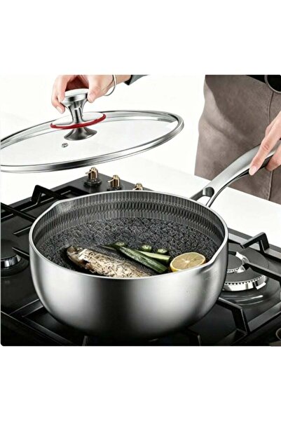 Arabest Titanium Saucepan with Lid,Non-Stick Titanium Kitchenware,500°F Heat ...