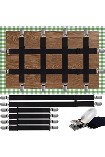 Arabest 6 Pcs Invisible Tablecloth Clips,Adjustable Elastic Straps,Hidden Sec...