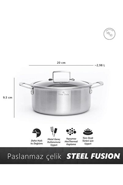Maxx Doria Steel Fusion Jr 6 Parça Tencere Takımı PA3040
