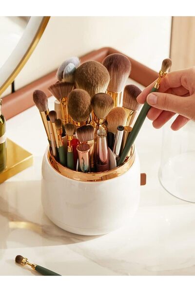 Tahtakale Dünyası Makeup Brush Organizer Holder 360 Degree Waterproof Rotatin...