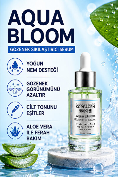 Koreagen Aqua Bloom Gözenek Sıkılaştırıcı Serum Hyaluronik Asit Serum Alpha A...