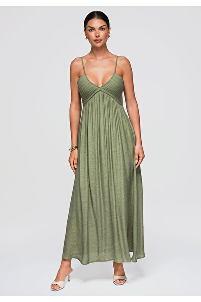 OMBRE Rochie maxi de damă cu decolteu în V și bretele reglabile OW-DLR-E0009