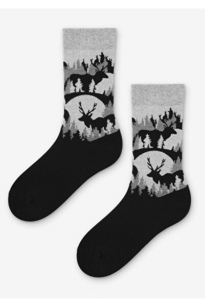Marilyn Șosete de bumbac pentru bărbați cu model de iarnă DEERS 41/45 negru/g...