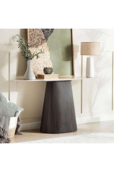 PAN HOME MERLA CONSOLE TABLE SINTERED STONE - BEIGE & BLACK