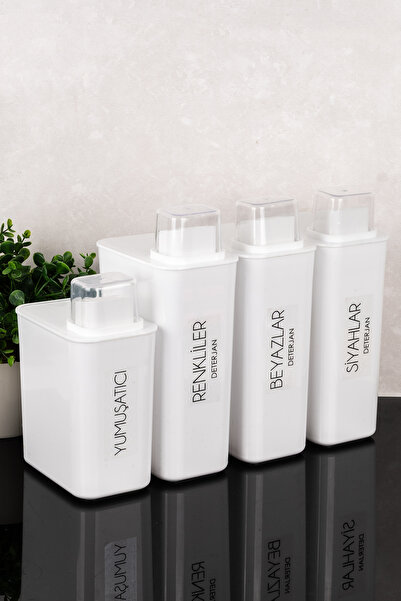 Dolkin Home Set of 4 Self-Scale Detergent Boxes with Labels 3000 ml - 2200 ml...