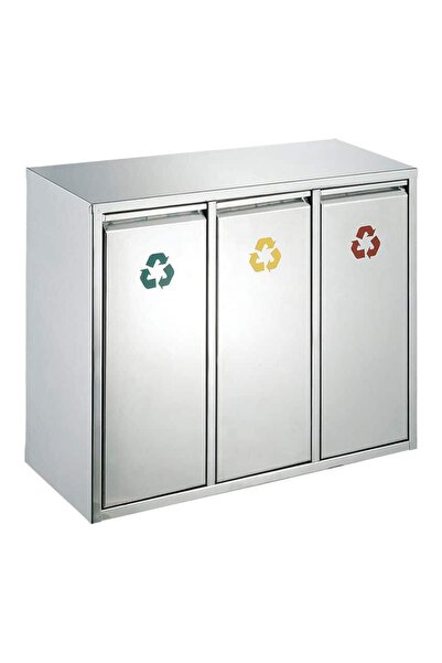 EKO Coș de gunoi, V-Part, 710416, 8+8+8 litri, 3 compartimente, oțel inoxidabil