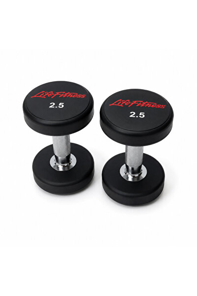 LifeFit Round Dumbbell 2.5kg Pair – Rubber Coated Fixed Weight Dumbbells for ...