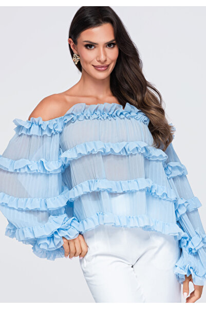 OMBRE Women's Blouse, Short Sleeve, Loose Fit OW-TS-E0081