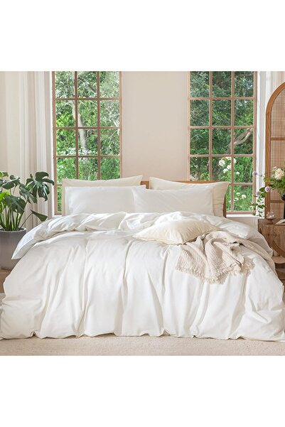 Moomee Bedding Duvet Cover Set 100% Washed Cotton Linen Like Textured Breatha...
