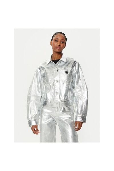 Armani Exchange Geacă de blugi pentru femei XW000098 AF10836 Argintie